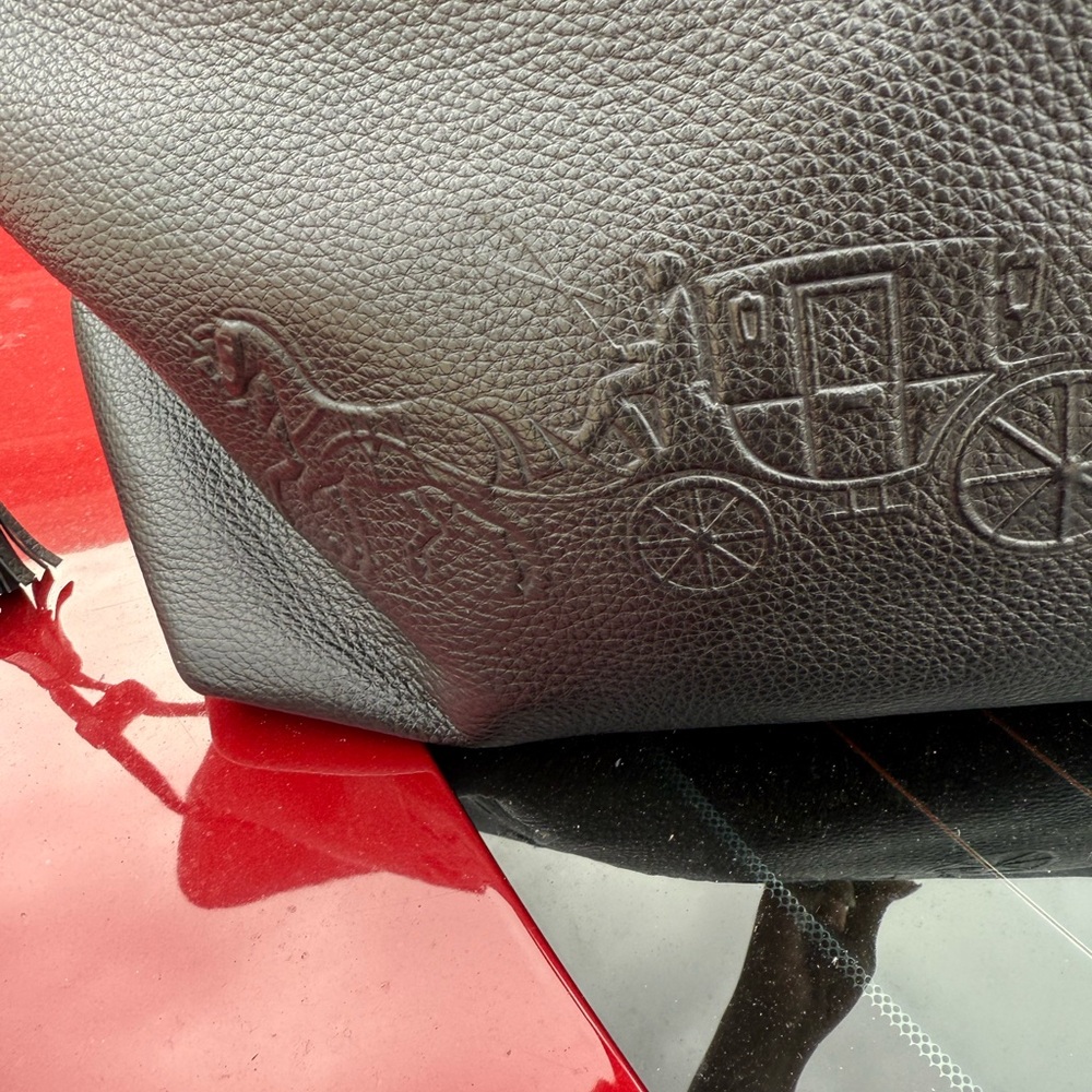 Coach Black Leather Tote and Pouch Set - Picture 8 of 9